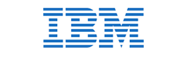 Blaues IBM-Logo mit horizontal gestreiften Großbuchstaben.