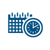 speedikon_Roadshow_Icon_Termine Symbol eines Kalenders mit einer Uhr, das für einen Termin oder ein Webinar steht.